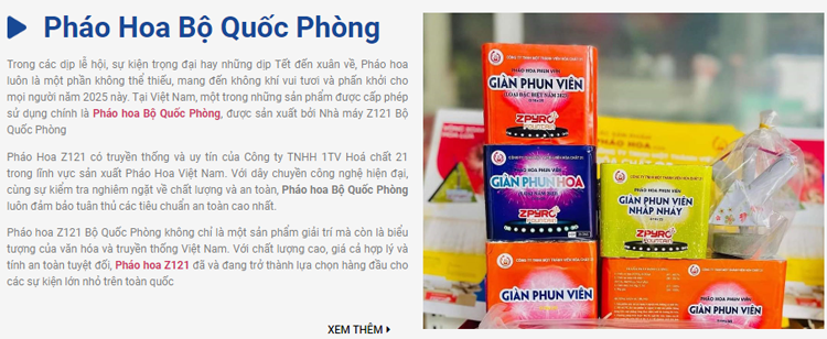 Trang web bán pháo hoa bộ quốc phòng